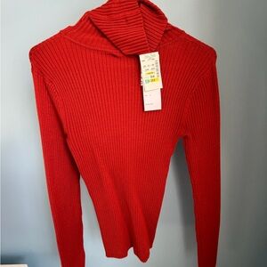 Steinmark Red Ribbed Cowl Neck Sweater
